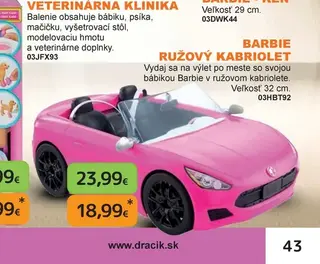 Barbie Ružový kabriolet