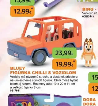 Bluey Figúrka Chilli s vozidlom
