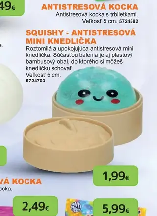 Squishy antistresová mini knedlička 5 cm