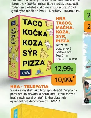 Hra Tacos, mačka, koza, syr, pizza