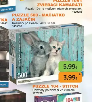 Puzzle 500 - Mačiatko a zajačik