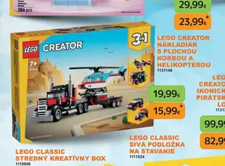 LEGO Creator Nákladiak s plochou korbou a helikoptérou