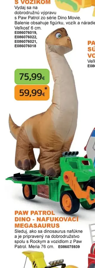 Paw Patrol Dino nafukovací Megasaurus