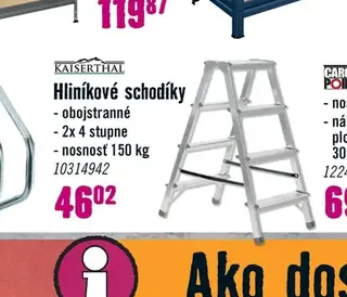 Hliníkové schodíky obojstranné 2x 4 stupne