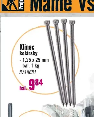 Klinec kolársky 1,25 x 25 mm bal. 1 kg