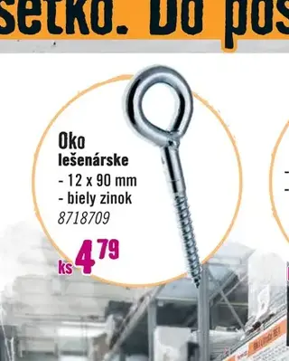 Oko lešenárske 12 x 90 mm biely zinok