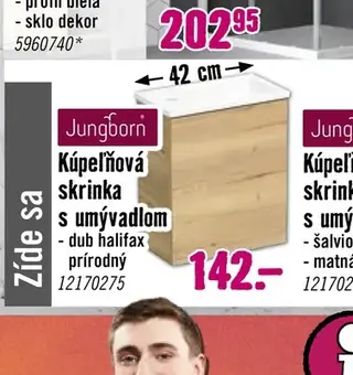 Jungborn Kúpeľňová skrinka s umývadlom dub halifax prírodný