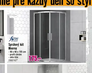 Form & Style Sprchový kút Moorea 90 x 90 x 195 cm, profil chróm, sklo číre