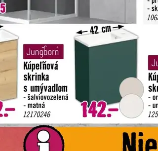 Jungborn Kúpeľňová skrinka s umývadlom šalviovozelená matná