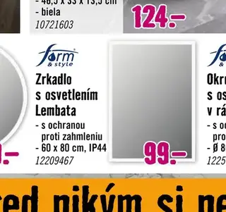 Form & style Zrkadlo s osvetlením Lembata 60 x 80 cm, IP44