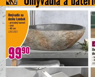 Umývadlo na dosku Lombok prírodný kameň sivá 40 cm