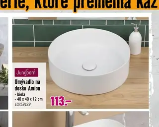 Jungborn Umývadlo na dosku Amion biela 40 x 40 x 12 cm