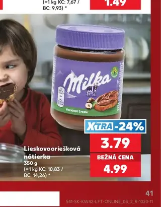 Milka Lieskovooriešková nátierka 350 g