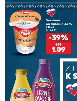 Smotana na šľahanie 33 % 250 ml