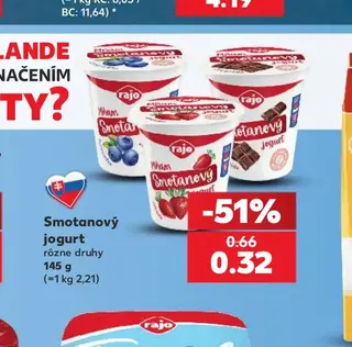 Rajo Smotanový jogurt rôzne druhy 145 g