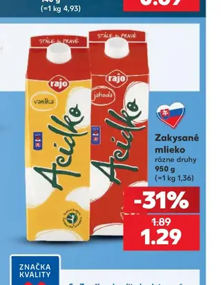 Rajo Acidko Zakysané mlieko rôzne druhy 950 g