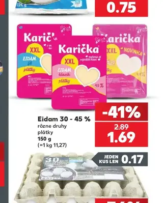 Eidam 30 - 45 % plátky 150 g