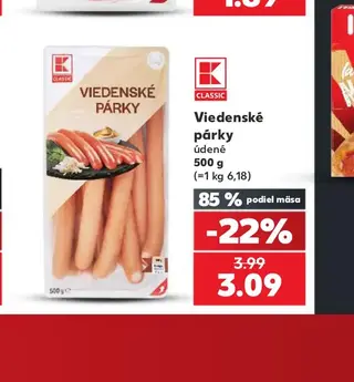 K-Classic Viedenské párky údené 500 g