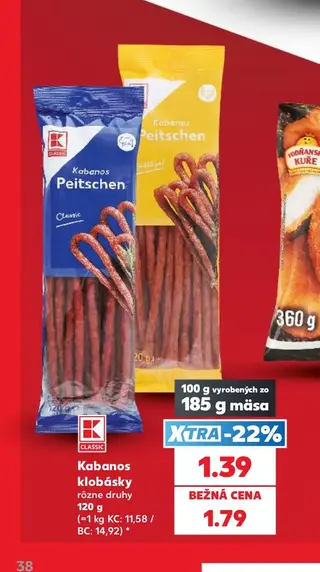 K-Classic Kabanos klobásky rôzne druhy 120 g