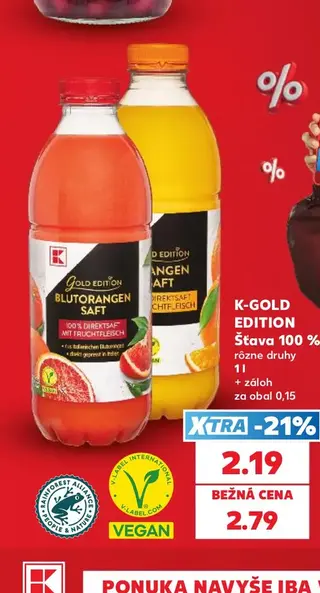K-GOLD EDITION Šťava 100 % 1 l
