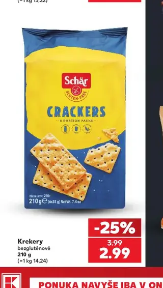 Schär Crackers Krekery bezgluténové 210 g
