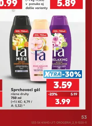 Sprchovací gél Fa 750 ml