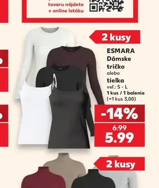 ESMARA Dámske tričko alebo tielka