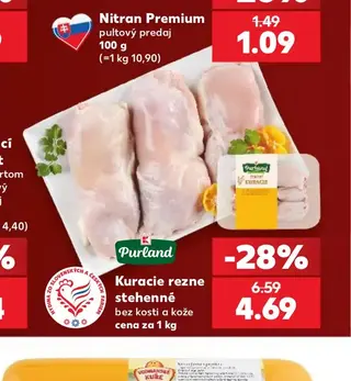 Kuracie rezne stehenné bez kosti a kože