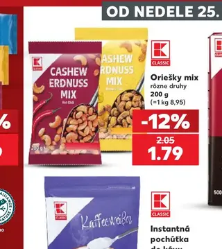K-Classic Oriešky mix rôzne druhy 200 g