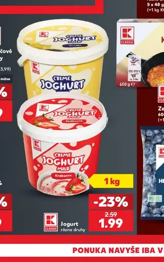 K-Classic Jogurt rôzne druhy 1 kg