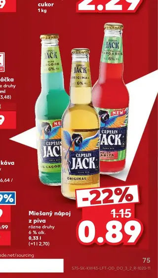 Captain Jack Miešaný nápoj z piva 0,33 l