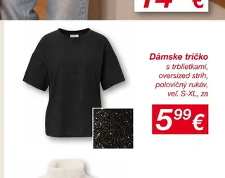 Dámske tričko s trblietkami, oversized strih