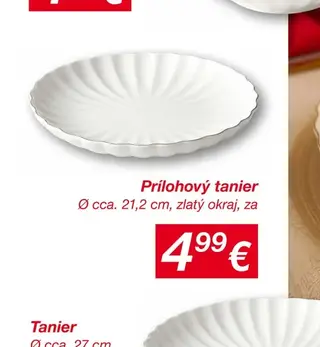 Prílohový tanier Ø cca. 21,2 cm, zlatý okraj