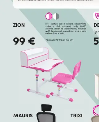 ZION set rastúci stôl a stolička