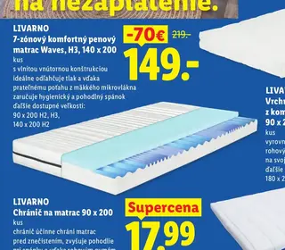 Livarno 7-zónový komfortný penový matrac Waves, H3, 140 x 200