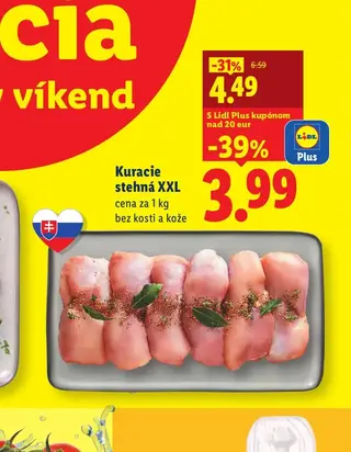 Kuracie stehná XXL bez kosti a kože