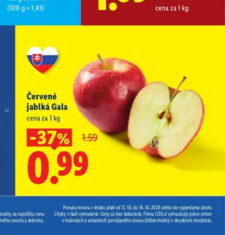 Červené jablká Gala