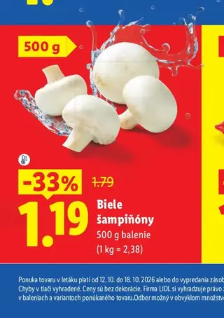 Biele šampiňóny 500 g