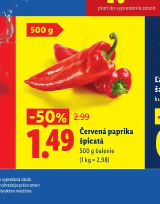 Červená paprika špicatá 500 g