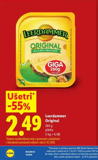 Leerdammer Original plátky 260 g