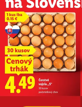 Čerstvé vajcia „S“ 30 kusov podstielkový chov