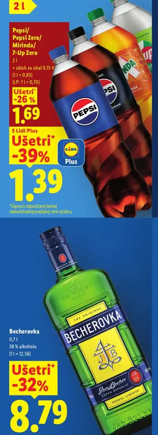 Pepsi/Pepsi Zero/Mirinda/7-Up Zero 2 l