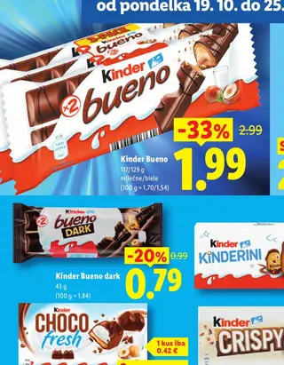 Kinder Bueno 117/129 g mliečne/biele