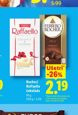Rocher/Raffaello čokoláda 90 g