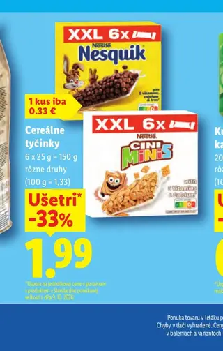 Nesquik Cereálne tyčinky 6 x 25 g