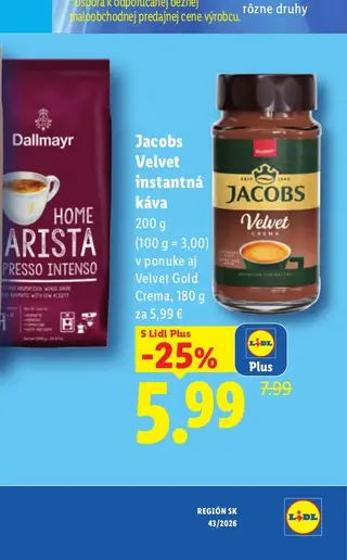 Jacobs Velvet instantná káva 200 g
