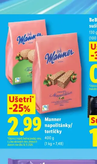 Manner napolitánky/tortičky 400 g