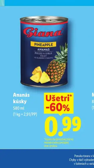 Giana Ananás kúsky 580 ml