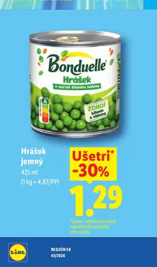 Bonduelle Hrášok jemný 425 ml