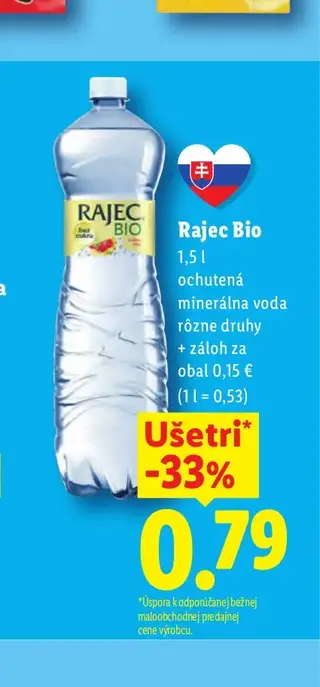Rajec Bio ochutená minerálna voda 1,5 l
